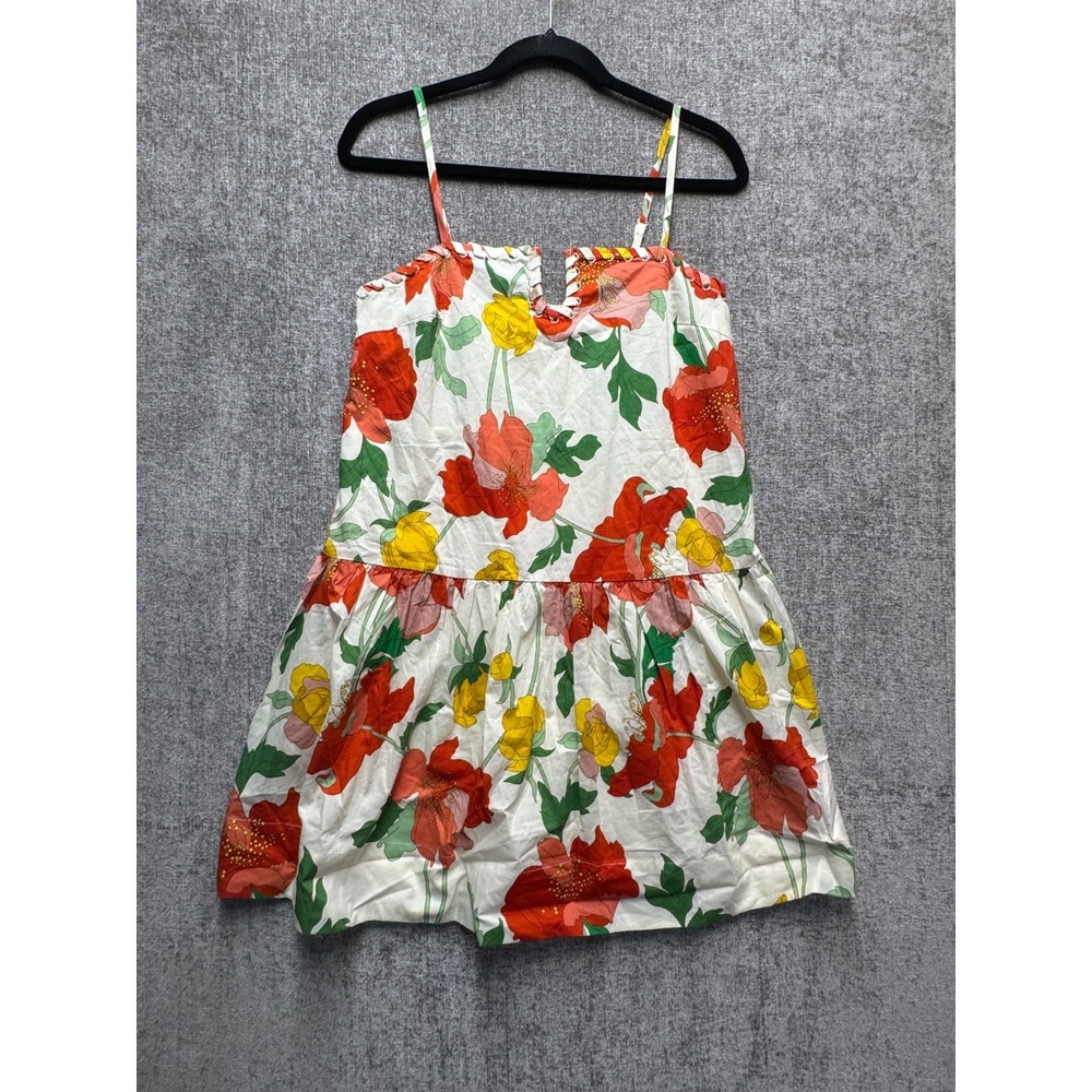 Entro Floral Miniā Dress Cottagecore Sundress Lace Up Sleeveless Small White